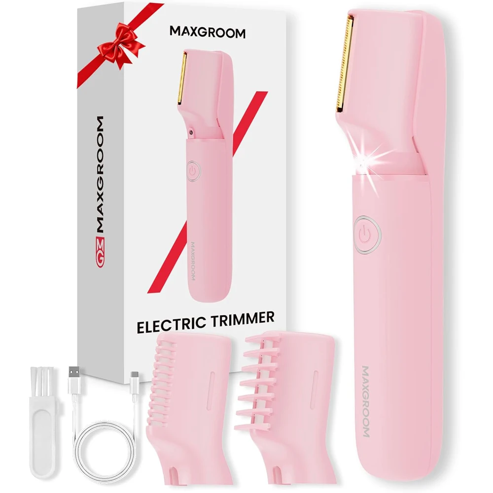 

MAXGROOM триммер для тела для женщин, безболезненная электрическая бритва для волос на лобке, женский нежный триммер для бикини со светодиодной подсветкой и водонепроницаемостью IPX7
