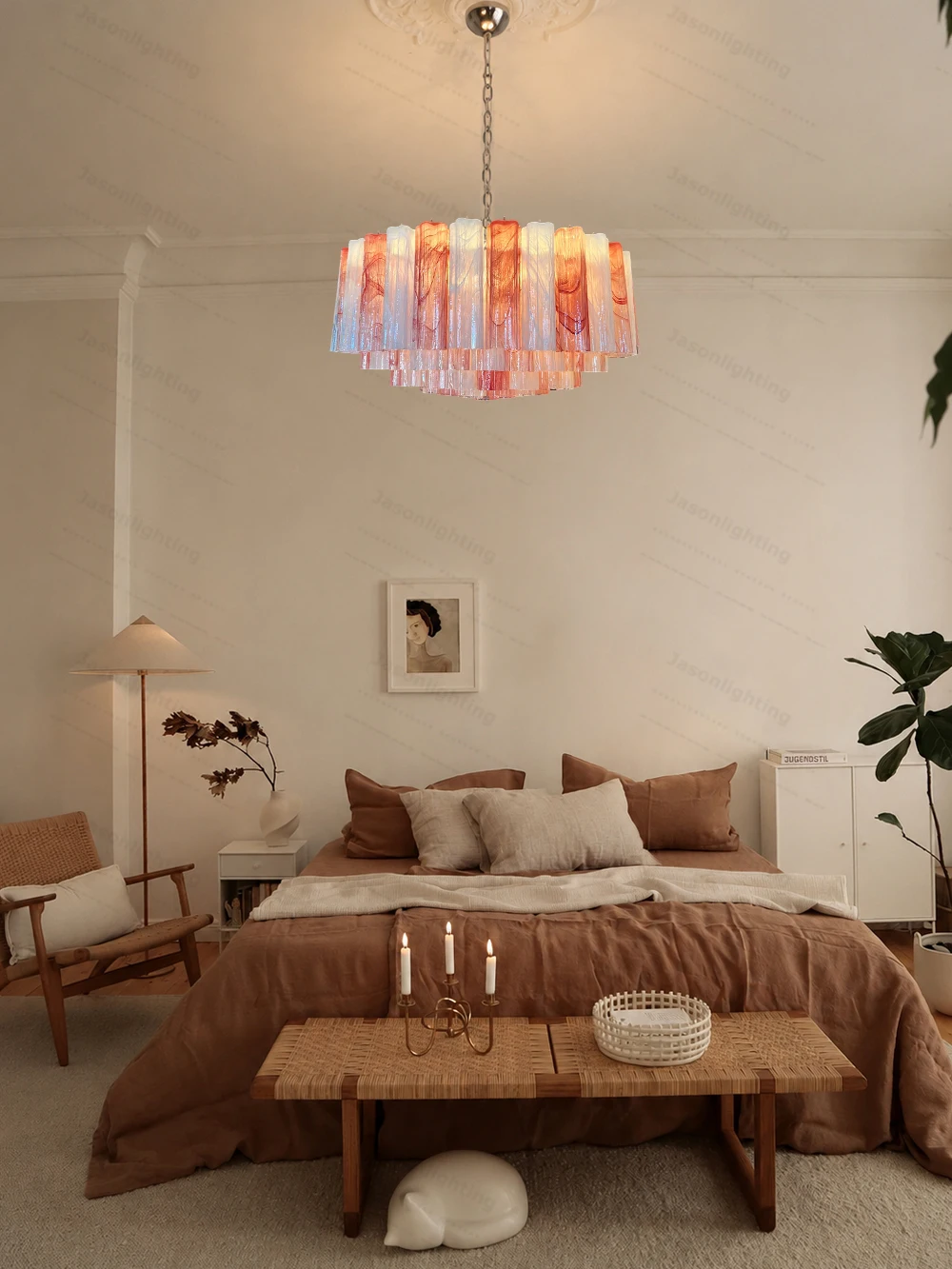 Pink Romance Glass Colletion Gold Silver Chandeliers