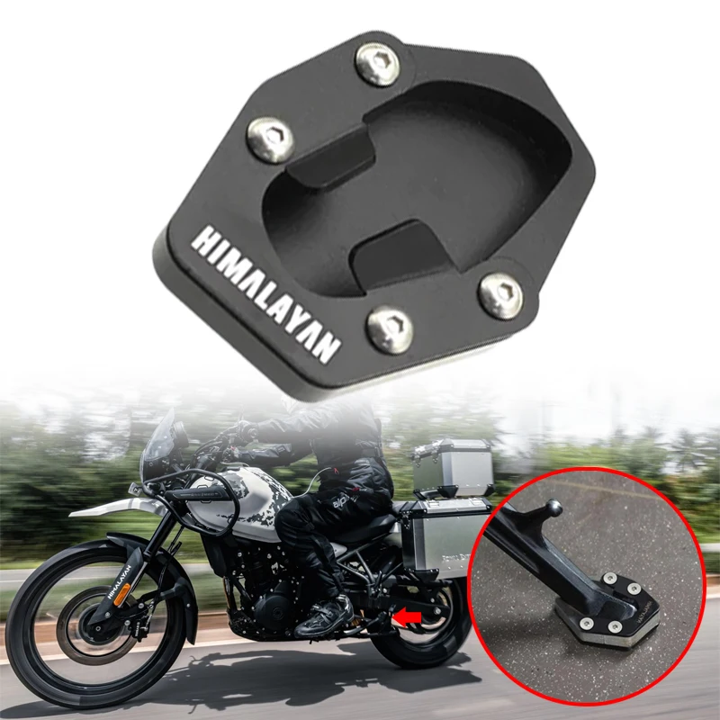 

Motorcycle Accessories CNC Aluminum Kickstand Side Stand Extension Fit For Himalayan 450 Himalayan450 2024 2025 Foot Brace Pad