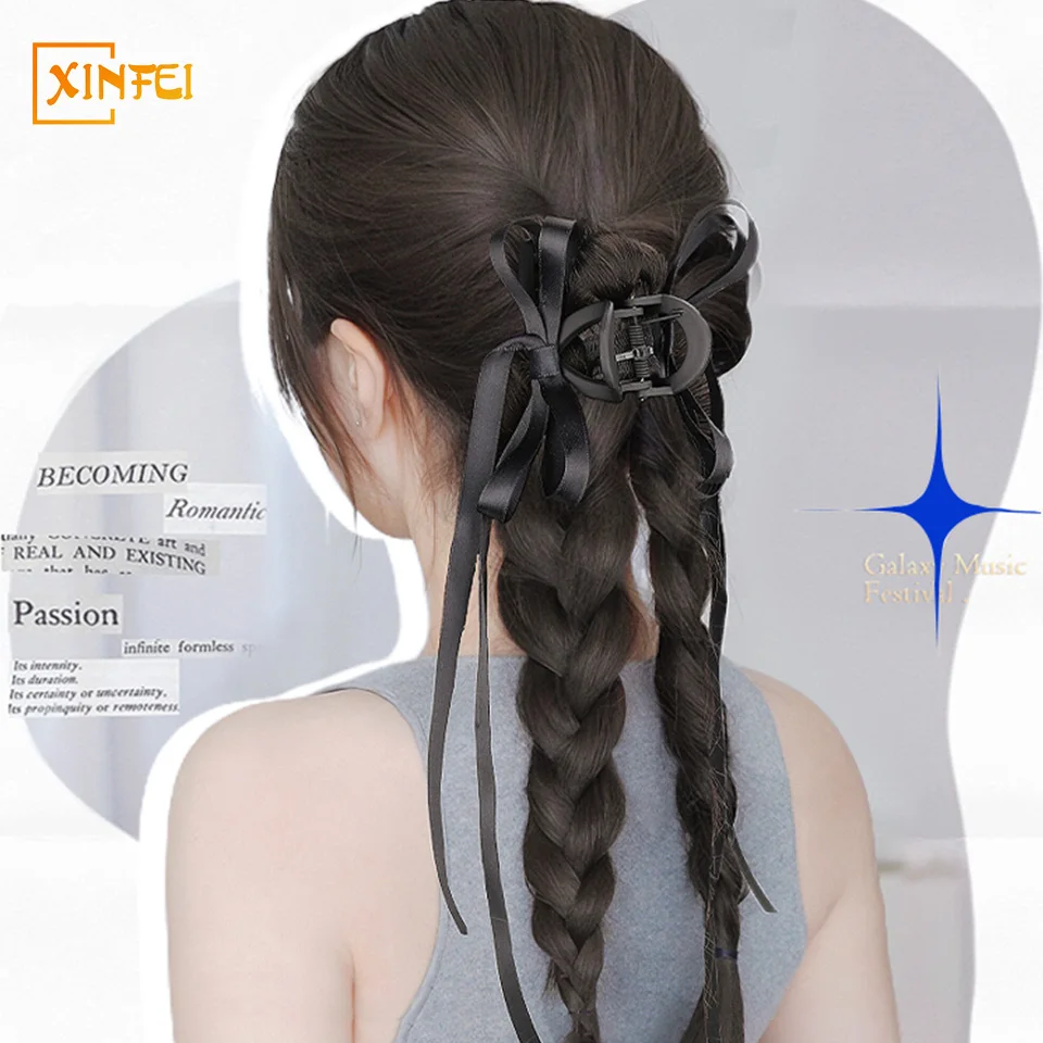 Synthetic Wig Ponytail Women\'s Natural Hair Extension Ribbon Fluffy Grab Clip Type Braided Hair High Ponytail Hairstyle