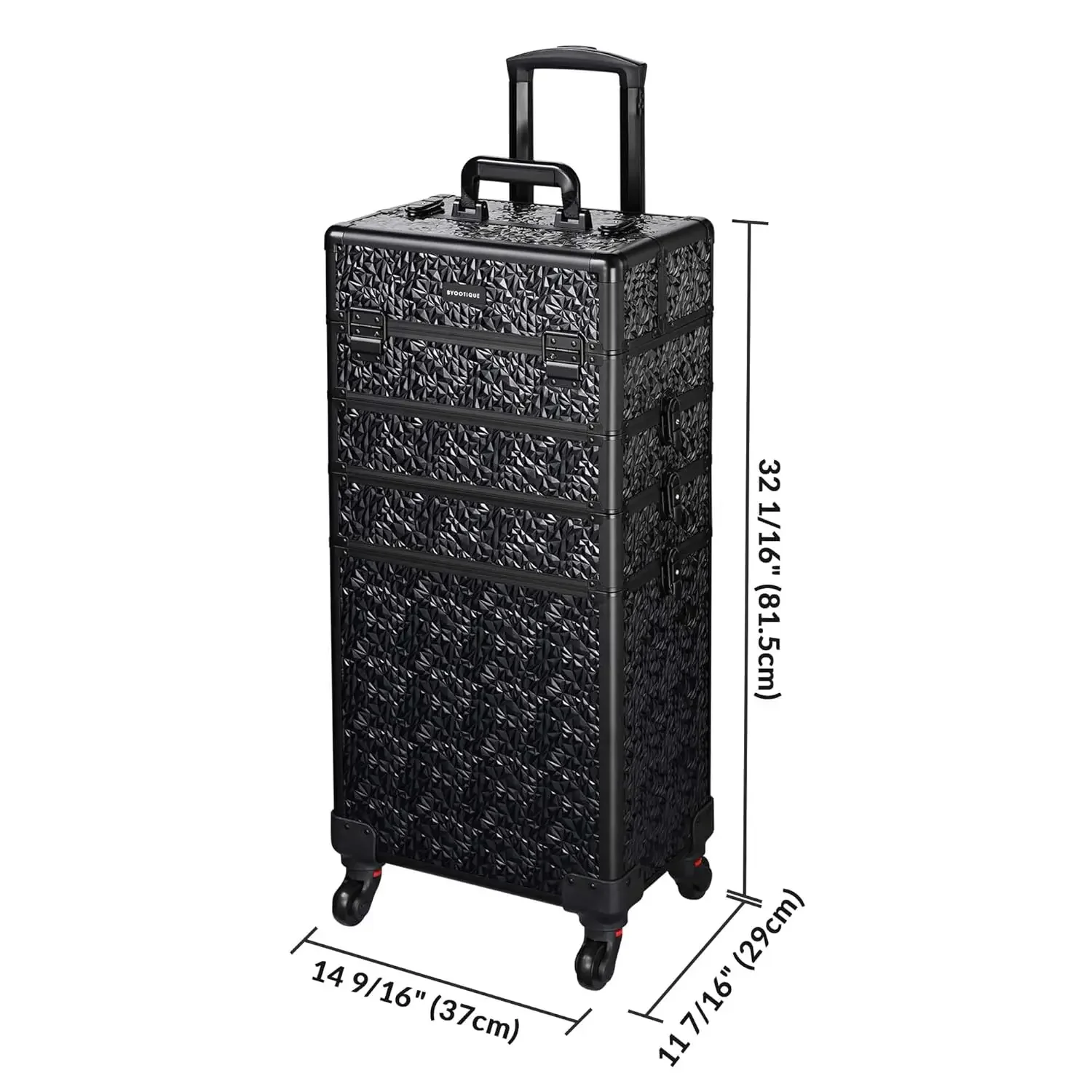 

Rolling Makeup Train Case 4in1 Cosmetic Trolley Organizer Travel Lockable Salon Barber Cart Trunk