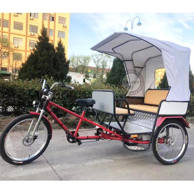 5 Passengers Pedicab Rickshaw Tricycle Bike Taxi Sightseeing Tour Vehicle On Street With Canopy And Safety Belt