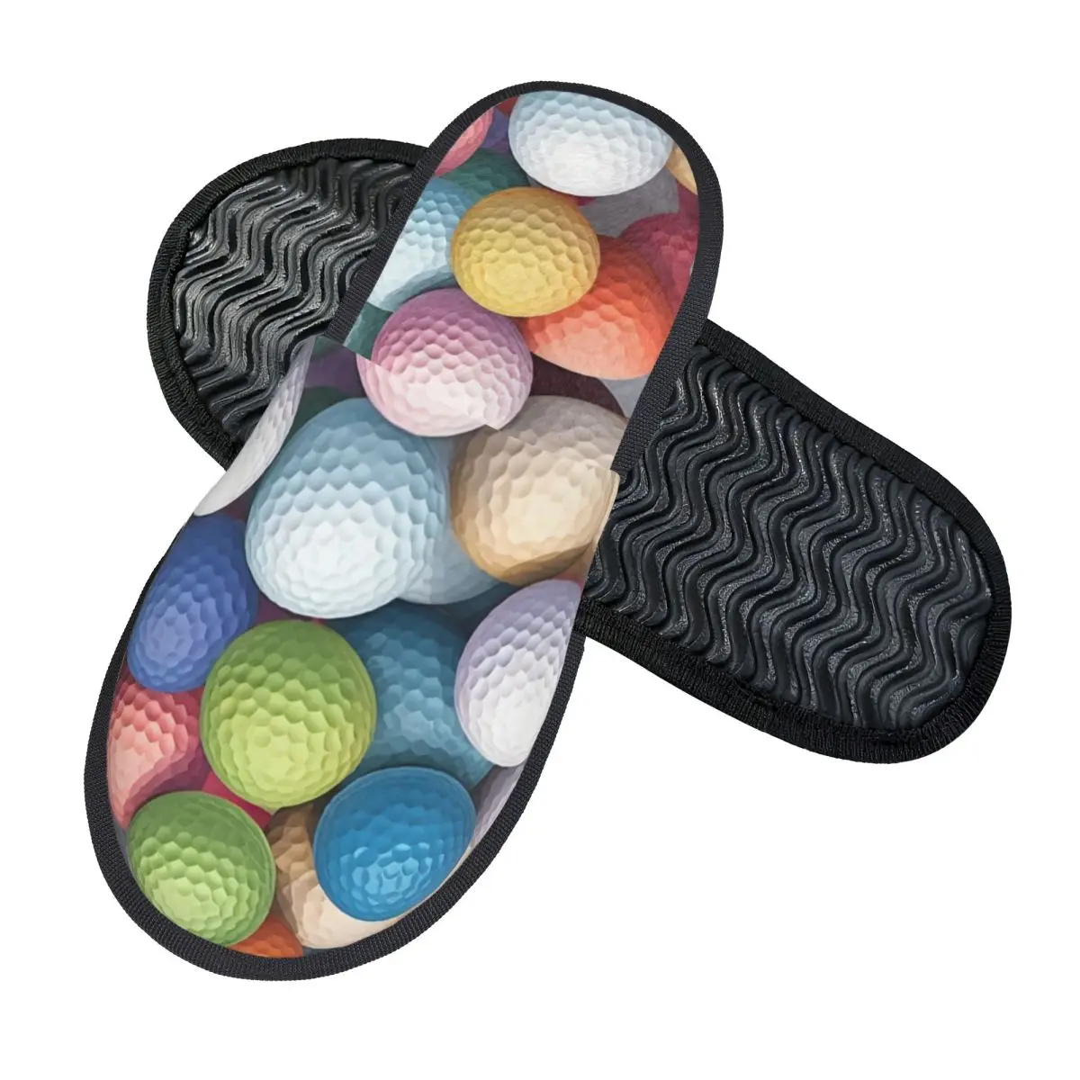 Pastel Golf Balls Pattern House Slippers Soft Warm Memory Foam Fluffy Slipper Custom Print Women Indoor Outdoor Shoes view 2
