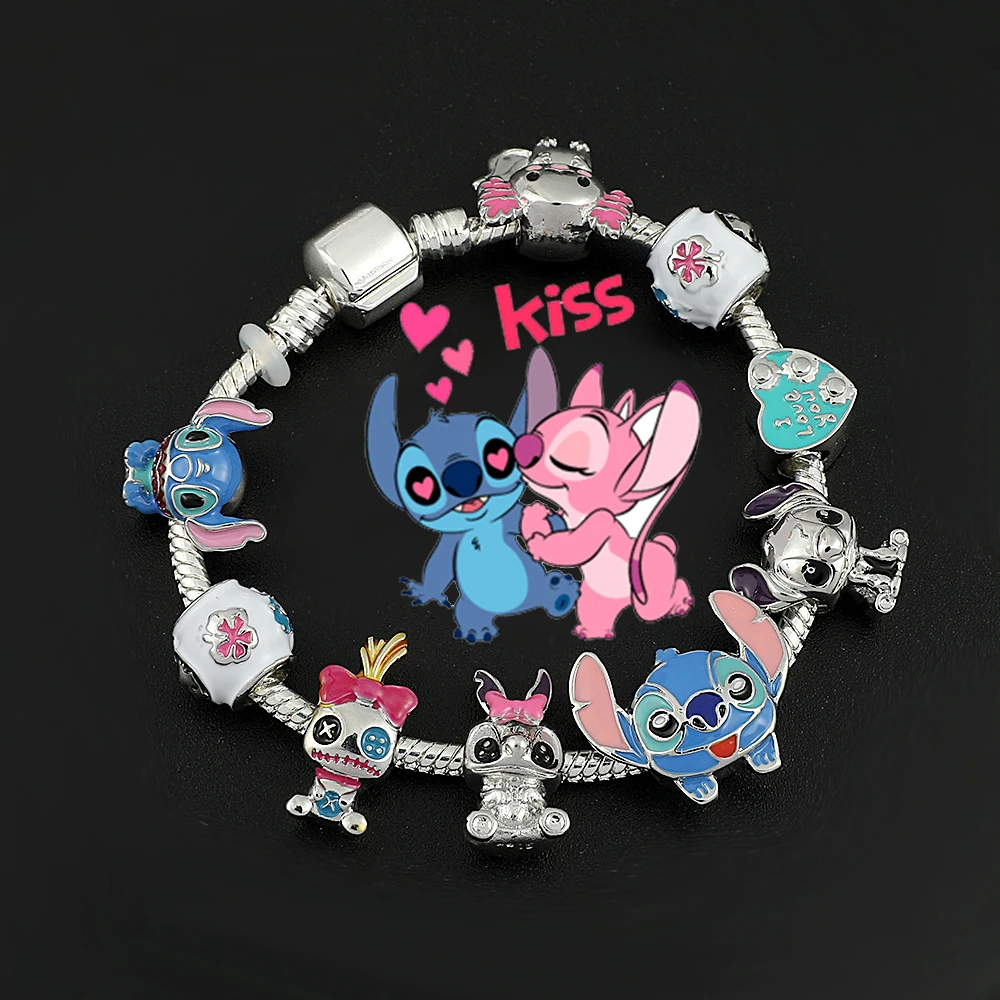 Disney Stitch Charm Bracelet Cartoon Lilo & Stitch Inspired Bracelet DIY Stitch Pendant Beads Bangle for Women Jewellry Gifts