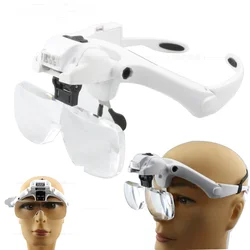 1.2X 1.8X 2.5X 3.5X 4.5X Double Eye Led Lamp Magnifier Spectacles Glasses Magnifier Loupe Watch Jewellery Measurement Glasses
