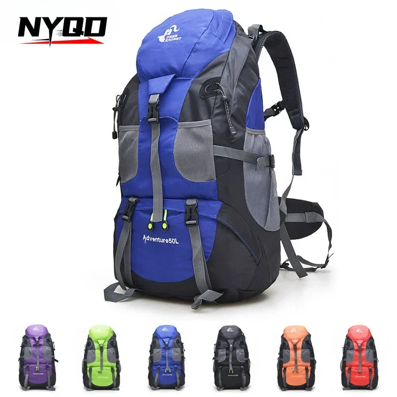 Mochila para exteriores de 50L, mochilas impermeables para ciclismo, mochila de viaje para acampar, bolso de hombro para deportes de senderismo y montañismo para mujer