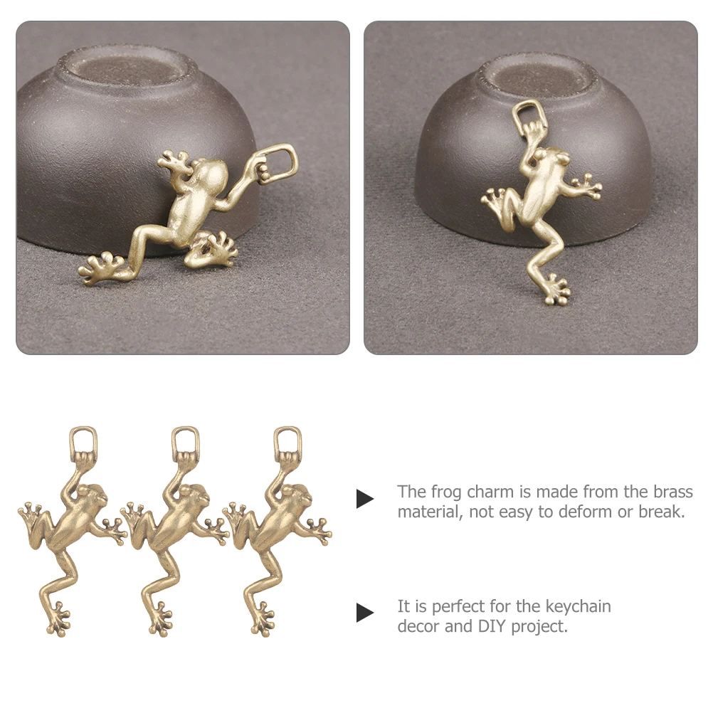 

3Pcs Brass Frog Pendants Exquisite Details DIY Pendant Not Easy to Deform Or Break Practical Vintage Frog Pendant