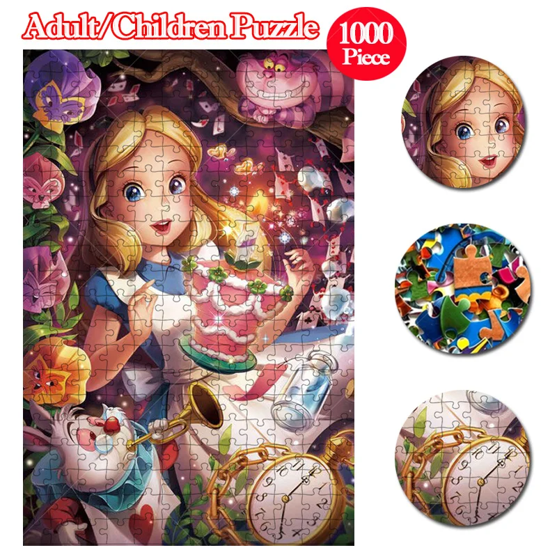 

300PCS/500PCS/1000PCS Disney Movie Alice In Wonderland Puzzle Cartoon Alice Jigsaw Puzzle Early Education Toys Collection Gift