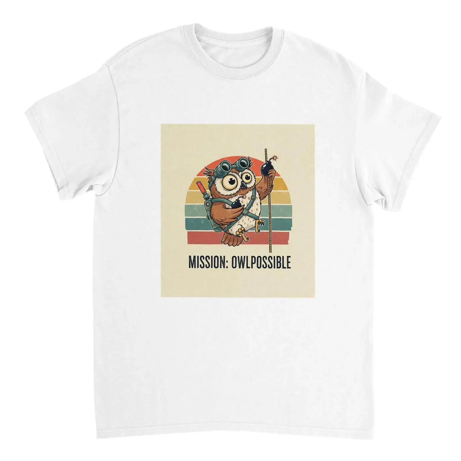 Mission Owl Possible T Shirt Fun  vintage Washed Slightly Casual Breathable Stretched Comfortable Soft homme Versatile Stylish