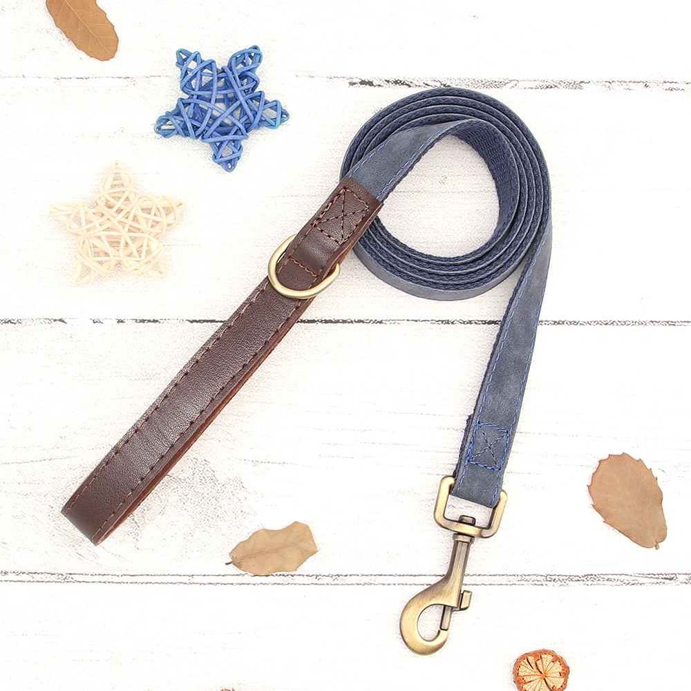 Personalisiertes Hundehalsband mit Leine aus PU-Leder, inklusive Laufleine, kostenlose individuelle Haustier-ID-Halskette für kleine und große Hunde, Mops – Detail 25