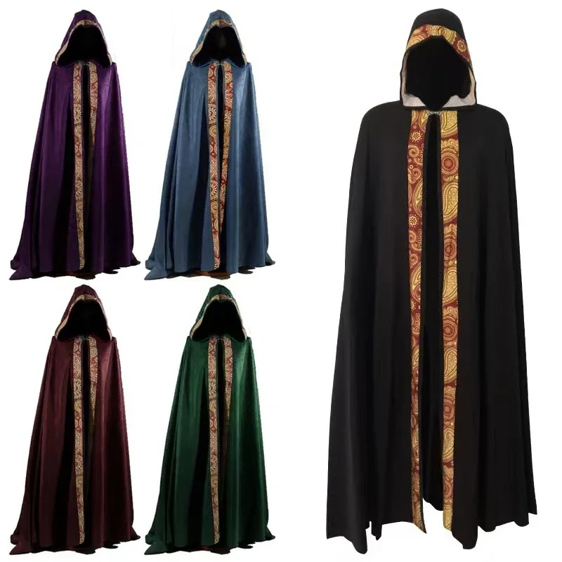 

Long Cloak Medieval Church Clergy Loose Dress Cloak,Witch Cloak Hooded Mary Sarah Winifred Sanderson Sister Cosplay Costume