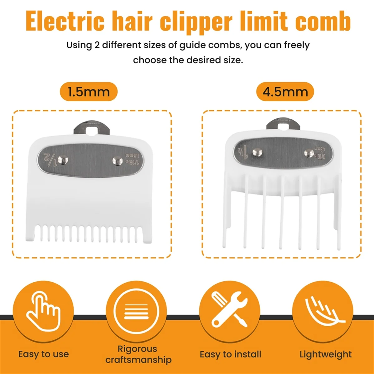 1.5MM/4.5MM Hair Clipper Combs Guide Kit Hair Trimmer Guards Attachments for WAHL Hair Clipper 2PCS LZB