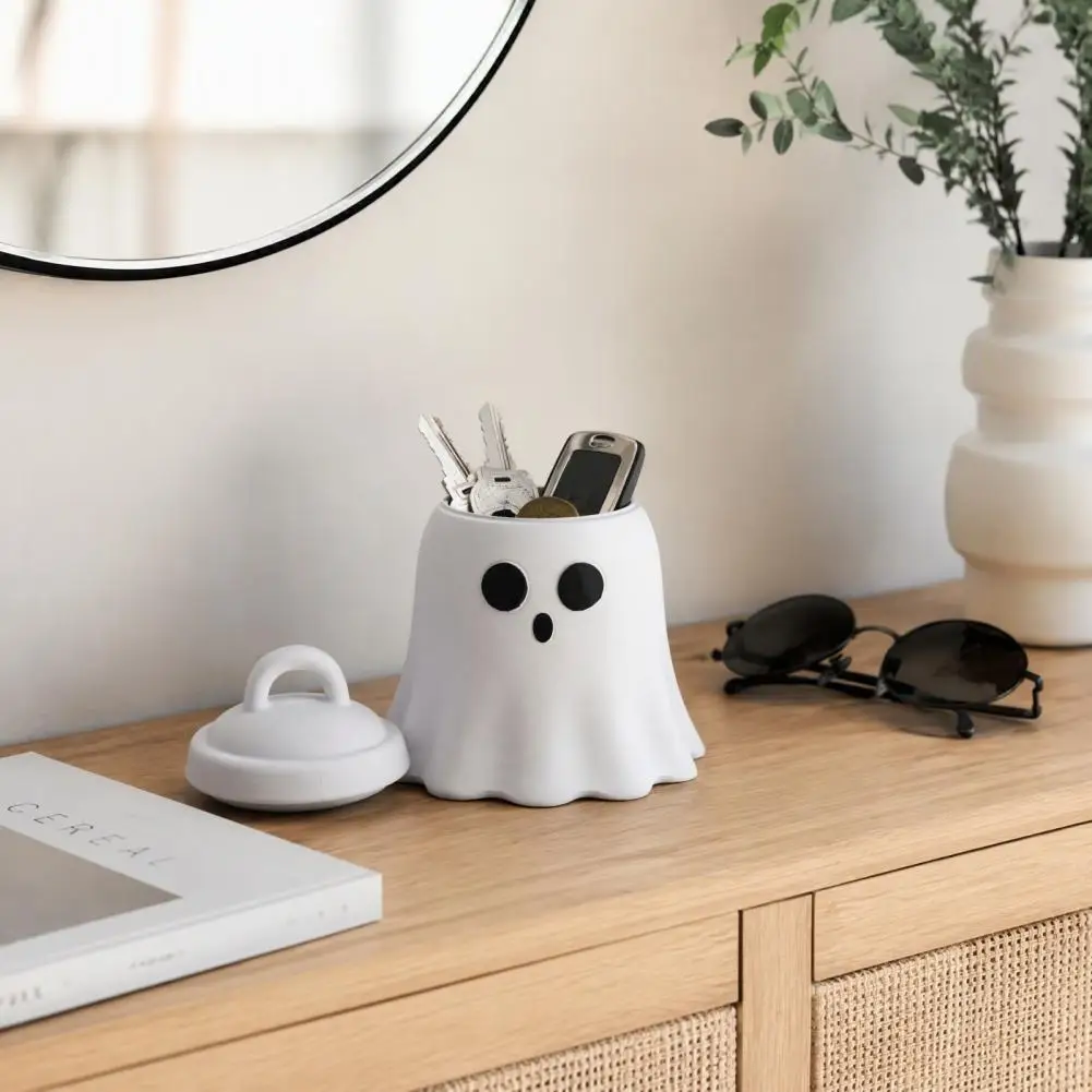 Snack Storage Holder Halloween Ghost Storage Jar with Lid 3d Printed Candy Snack Container Decorative Food Canister for Holiday