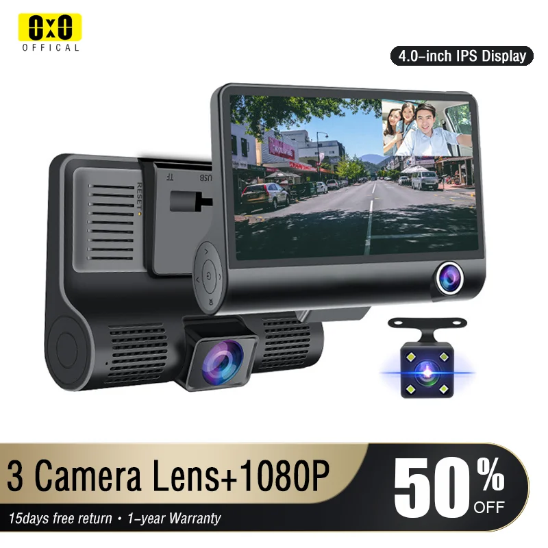 Car DVR with 3 Cameras Dash Camera Cabin Camera with Front and Rear view Camera Video Recorder Auto Registrator Dvrs Dash Cam