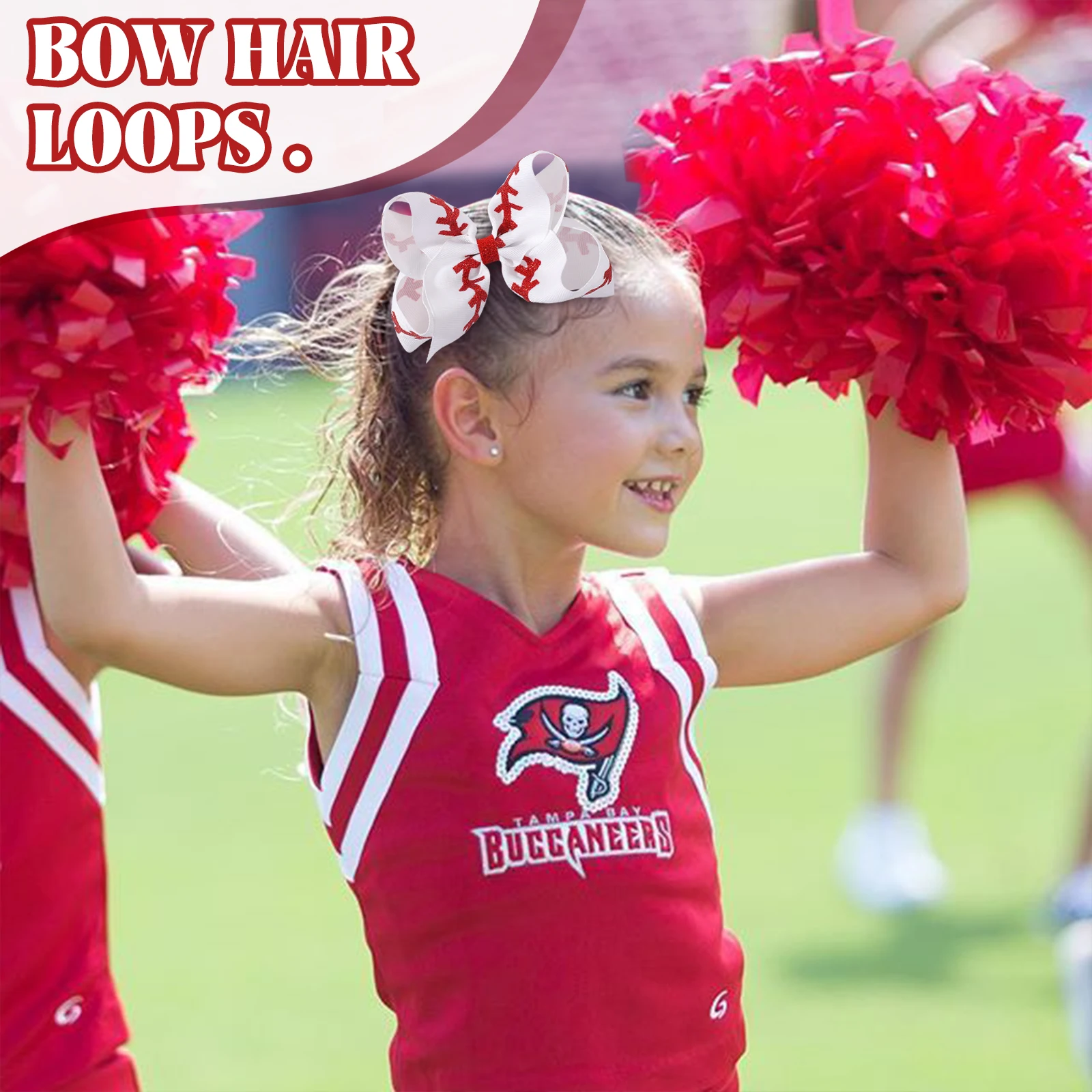 2 قطعة/المجموعة الصلبة الشريط البيسبول يهتف القوس مشبك شعر بريق للفتيات الاطفال اليدوية كبيرة مطاطا دبوس الشعر جديد إكسسوارات الشعر #4