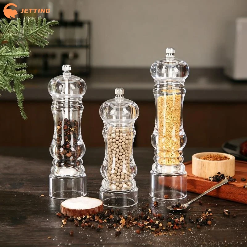 (New) Pepper Grinder- 6/7/8 inch Acrylic Salt and Pepper Shakers Adjustable Coarseness by Ceramic Rotor Kitchen Accessories