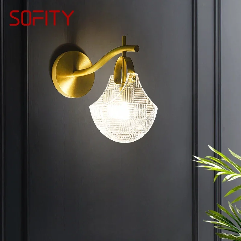 

SOFITY Contemporary Brass Wall Lamp Indoor Art Living Room Bedroom Bedside Lamp Retro Hotel Corridor Hallway Wall Lamp