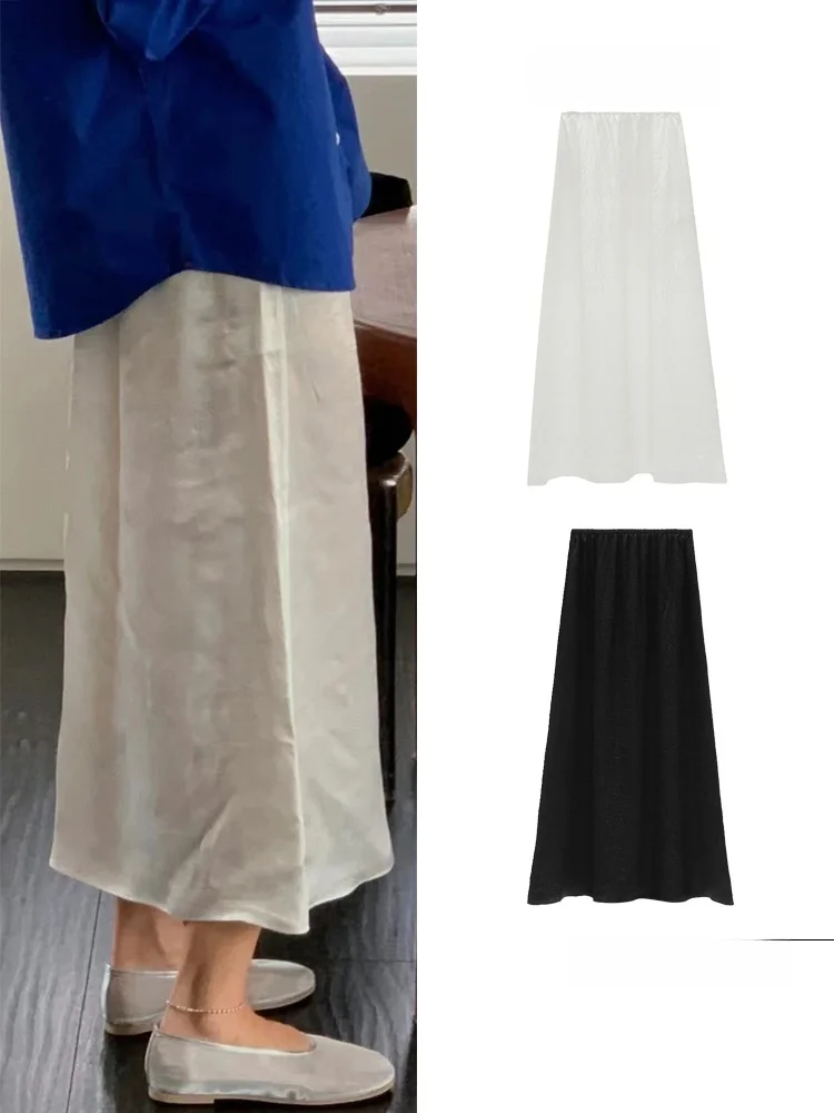 

Pure Color Half Skirt Women's Summer New Korean Style Versatile Slimming Micro Pleat Acetate Skirt Skin Friendly Breathable