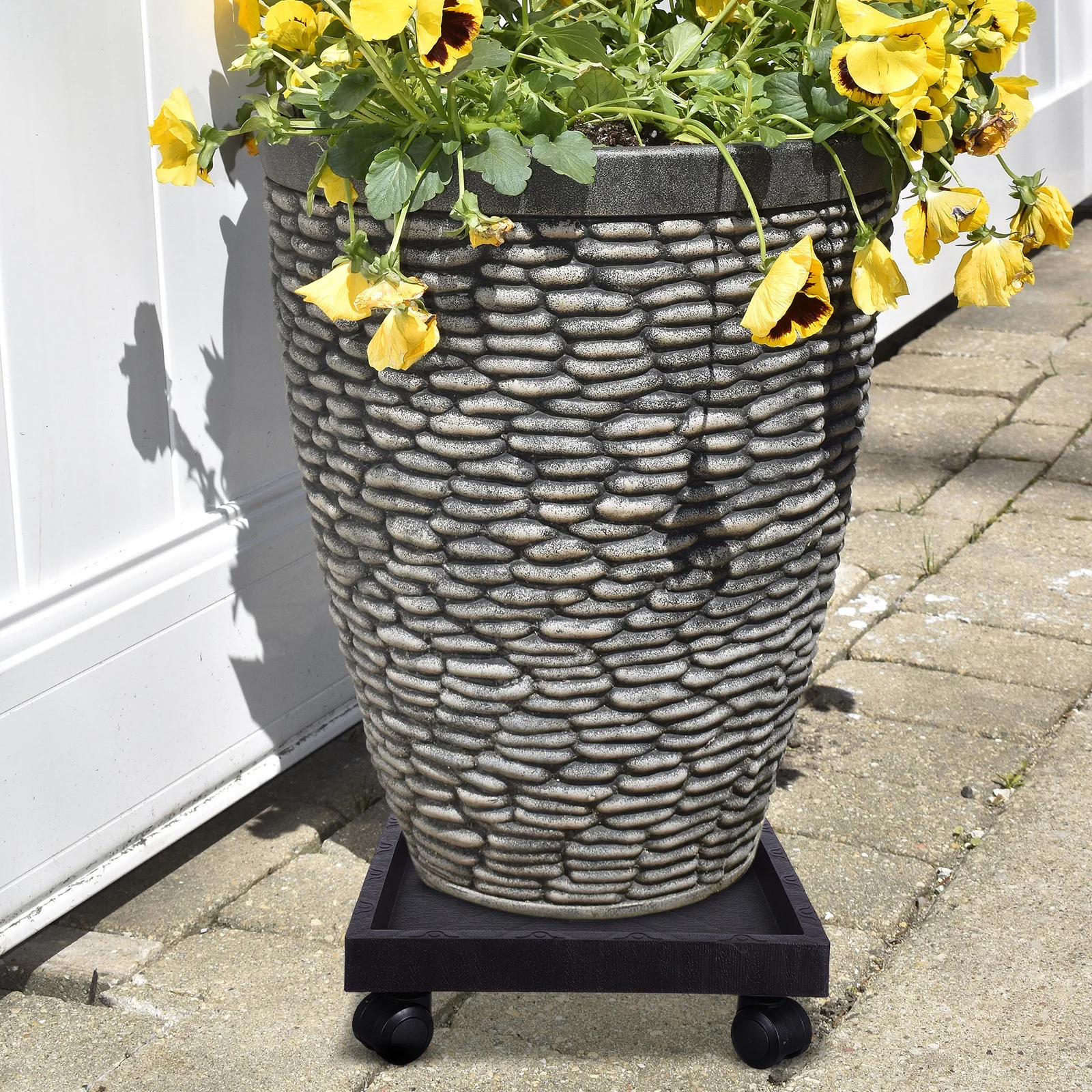 

Square Plant Trolley Pallet Indoor Outdoor Garden Patio Flower Pot Stand with Wheels Durable Safe No Odor Long Lasting