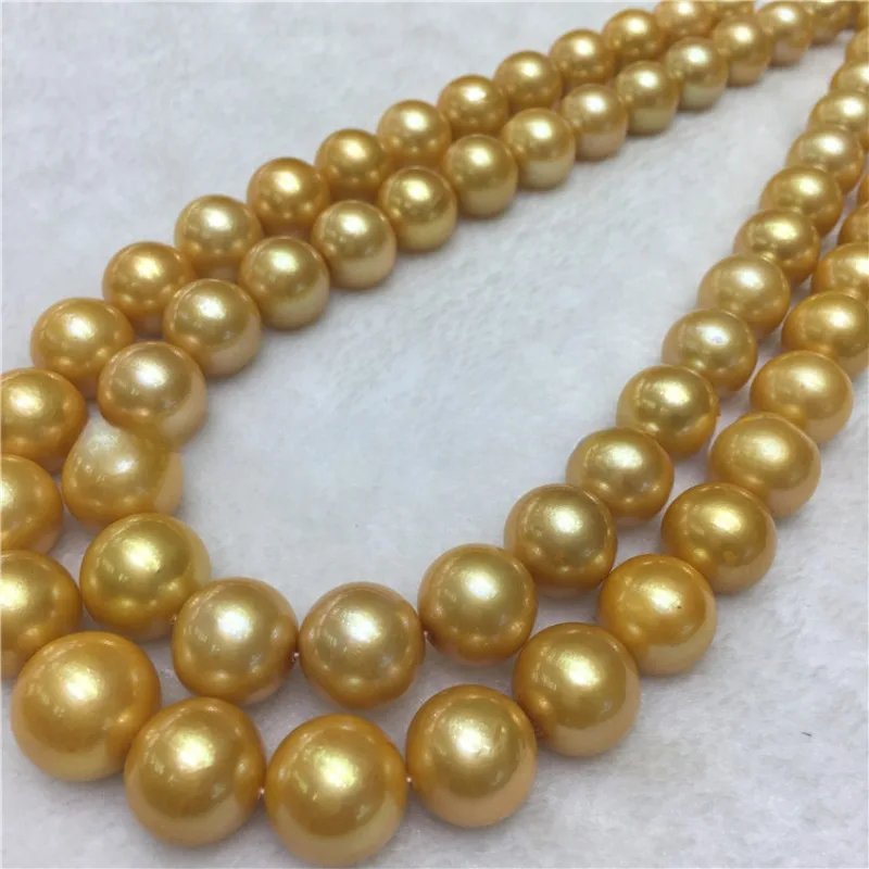 Charming Natural Pearl Necklace 12-15mm Gold Pearls Necklace Wedding Gifts for Women Gifts Sterling Silver 925 Jewelry