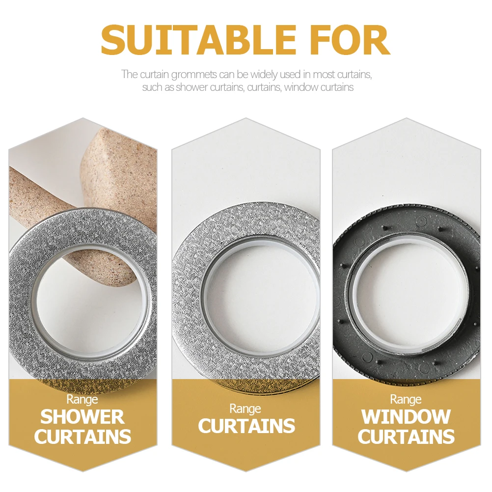 

6pcs Curtain Grommets Reusable Plastic Drapery Rings Round Buckle Home Decor Accessories Window Coverings Shower Curtains