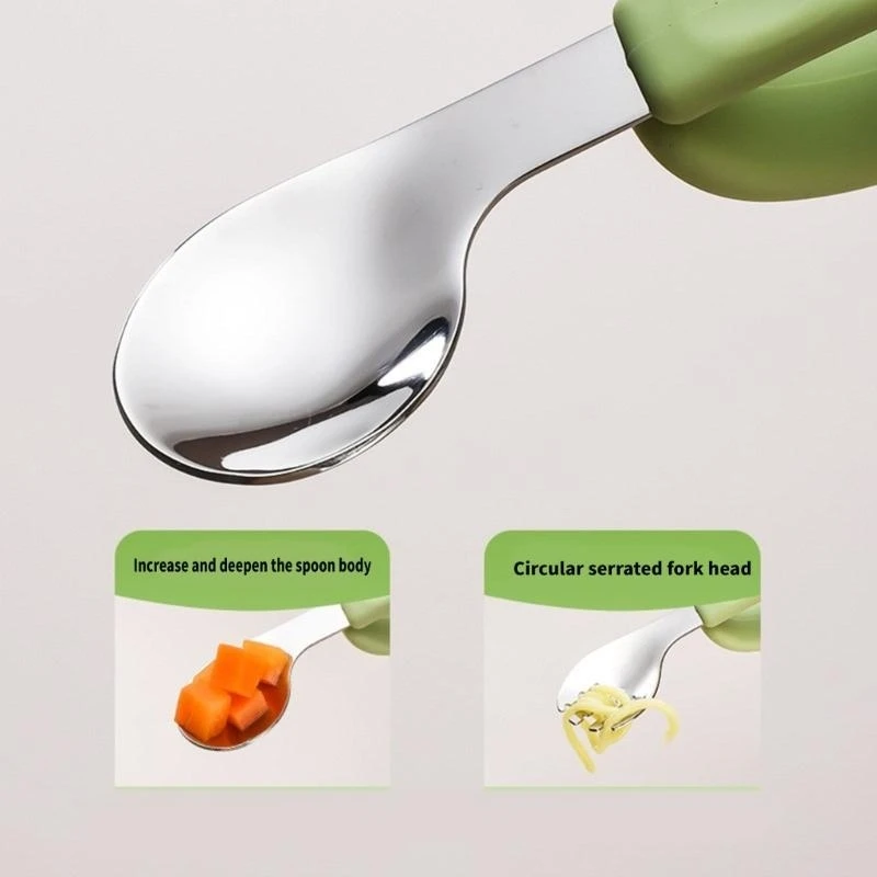 Infant Feeding Utensils Soft Silicone Handle Easy Grip For & Spoon with Storage Box for Little Hands Learning to Eat 425F