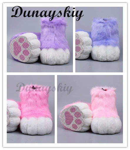 Fursuit Cosplay Paw Shoes accessori Furry Cosplay Rubbit Cat Boots Cute Fluffy Animal Manga Party Cos Costume Unisex indossabile