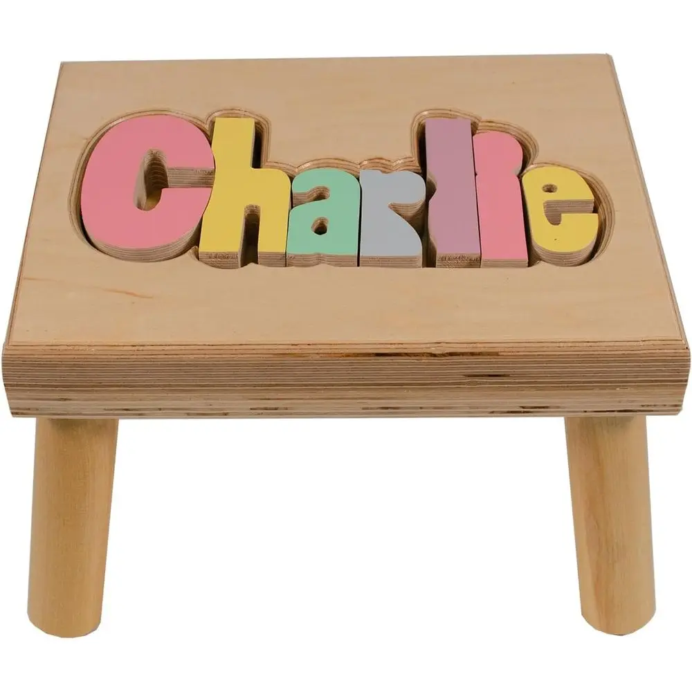 

Customizable Wooden Name Puzzle Stool for Kids: Bathroom, Kitchen, Bedroom Use