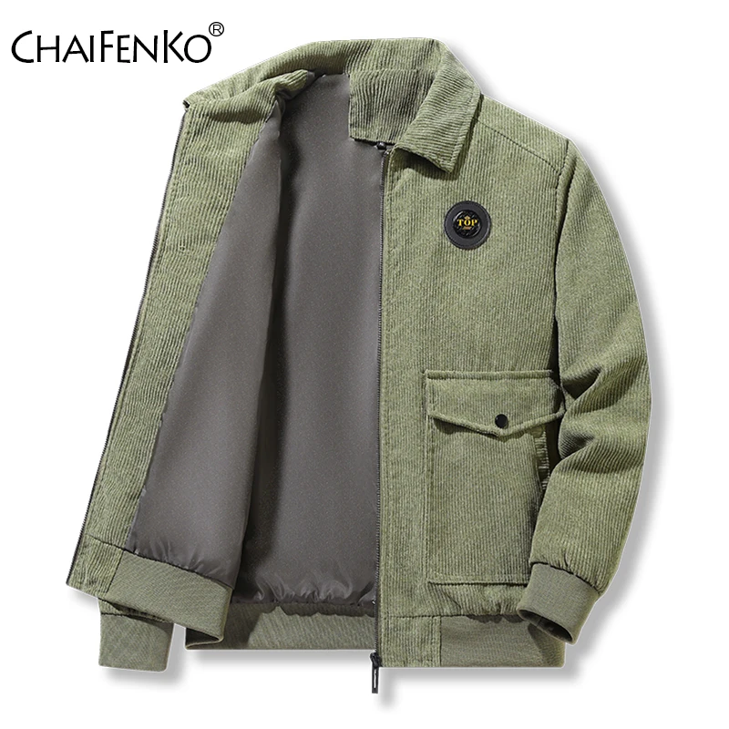 Man Spring Autumn Simplicity Flip Collar Tops 2024 Fashion Versatile Loose Coats New Leisure Corduroy Solid Color Man Jackets