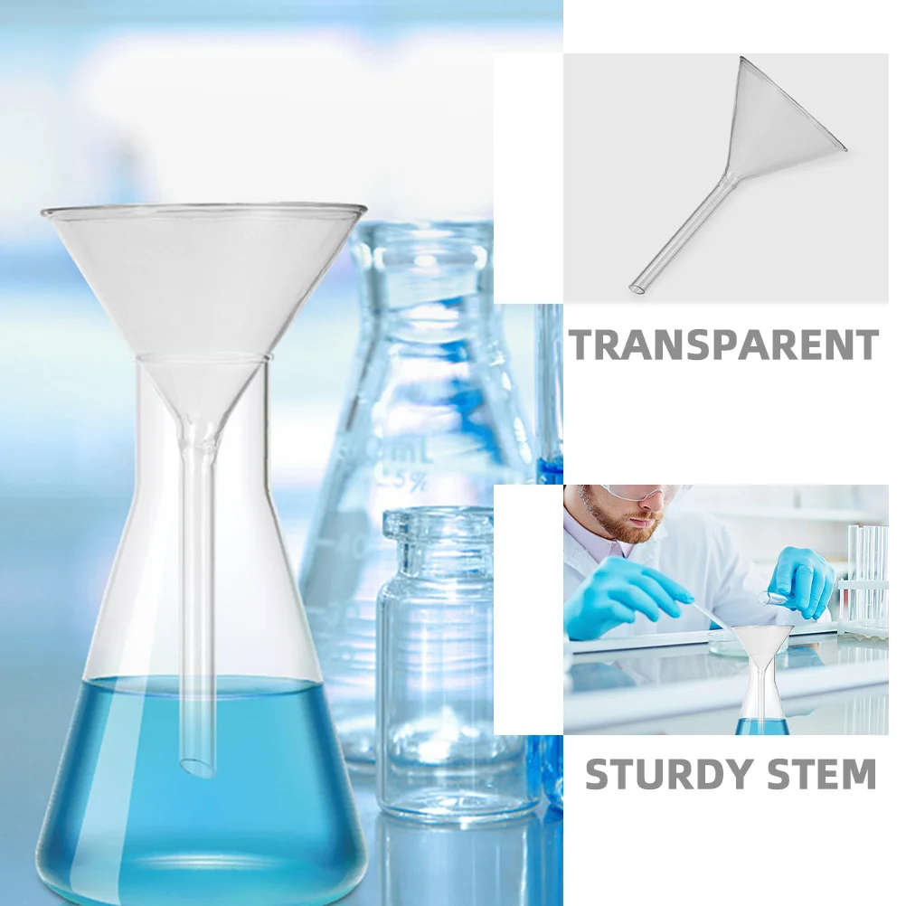 75mm Clear Glass Funnel Portable Lab Transfer Tool High Stability Triangle Easy Clean Scientific Use Funnel Glass