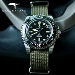 DAGGER-AXE Watch Men Sand Dial 40mm NH35 Movement Automatic Mechanical Watch 316L Stainless Steel Dome Sapphire Glass Wristwatch