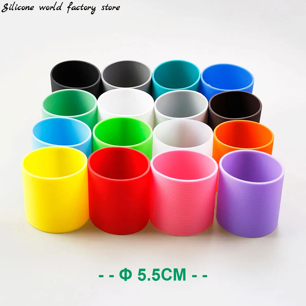 16 Colors 5.5CM Silicone Heat Insulated Cup Sleeve Stripes Non-slip Wraps For Glass Cup Sleeve 55MM Water Bottle Cup Cover