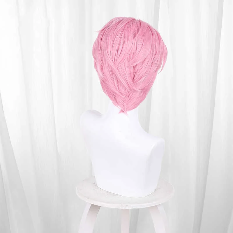Anime Tamon's B-Side: Jaki oblicze ma teraz Tamon? Tamon Fukuhara ‌   Peruka do cosplay, różowa, krótkie włosy, odporna na ciepło, syntetyczna peruka
