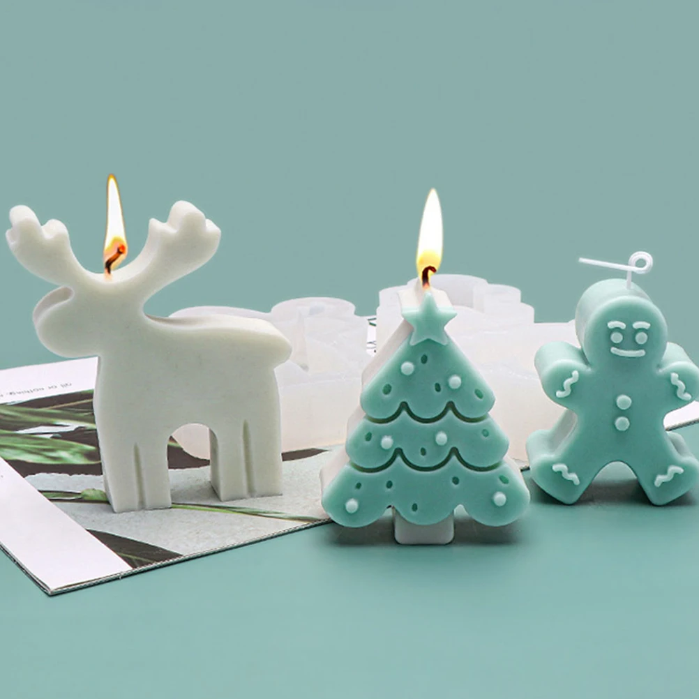 

3Pcs Christmas Theme Silicone Molds for DIY Scented Candles Soap Handicrafts Decor Christmas Mold Xmas Mold
