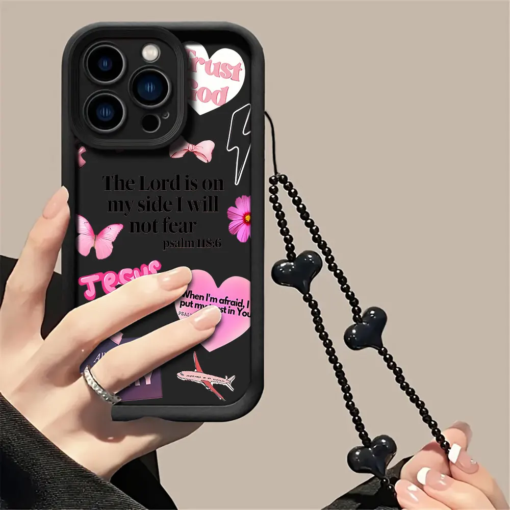 With Strap Phone Cases For Samsung Galaxy S25 S26 S24 Plus S23 S21 S22 Ultra A34 A36 A54 A55 A53 A35 A56 TPU Y2K Pink Bow Cover