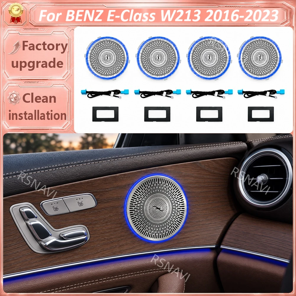 2nd Gen Interior Midrange Speaker Grilles with Ambient Lighting, 4-Door Set Compatible with Mercedes-Benz E-Class W213 2017–2023