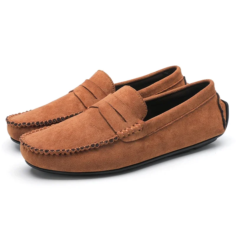 Ante nuevo, zapatos informales para hombre, cómodos y transpirables, zapatos de conducción sin cordones para hombre, zapatos perezosos a la moda para hombre, mocasines de marca de lujo