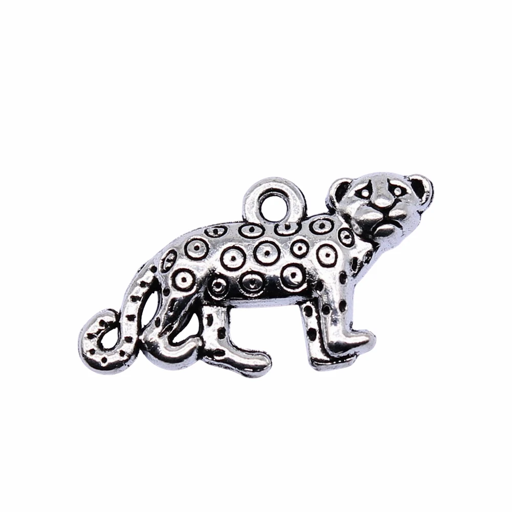 10pcs/lot 22x12mm Leopard Charms For Jewelry Making Antique Silver Color 0.87x0.47inch