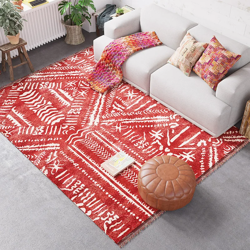 Nordic Ethnic Style Carpet, Simple Bedroom Rug, Living Room Decoration, Retro Sofa, Coffee Table, Non-Slip, Anti-Fouling