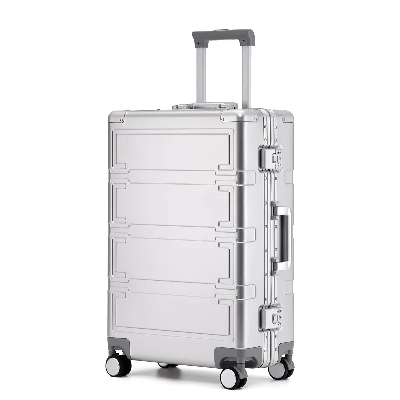 Duitse Volledig Aluminium Reisbagage Handbagage Mannelijke Student Trolley Koffer Doos Metalen Aluminium Trekstang Doos Vrouwelijke Instapkast