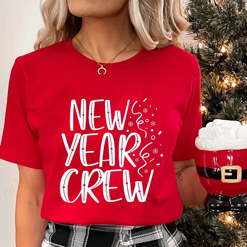 New Year Crew Shirts Hello 2025 Christmas Crew T-shirts Family Matching Outfits Dad Mom Kids Shirt New Years Eve Christmas Tops