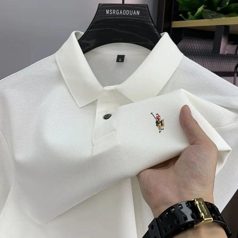 

100% Хлопок дизайнеры бренды длинными рукавами polo рубашки осенний комфорт новые пони вышивка мужские перевернутый воротник футболки мода роскошная одежда
