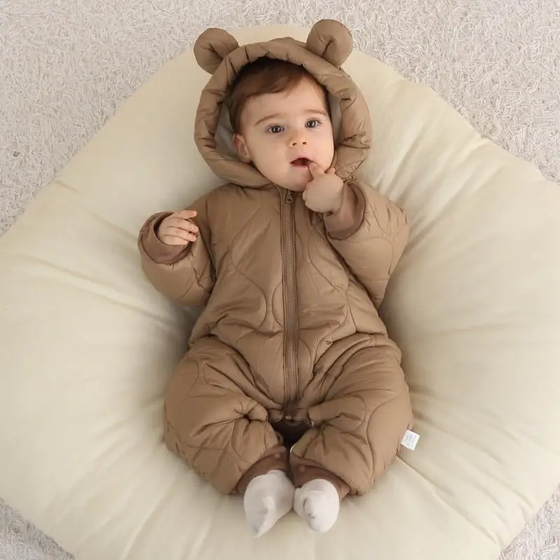 Newborn Baby Romper Winter Thicken Cotton Jumpsuit Infant Onesie Fleece Lining Hooded Rompers for Boy Girl Clothes Kids Outfit