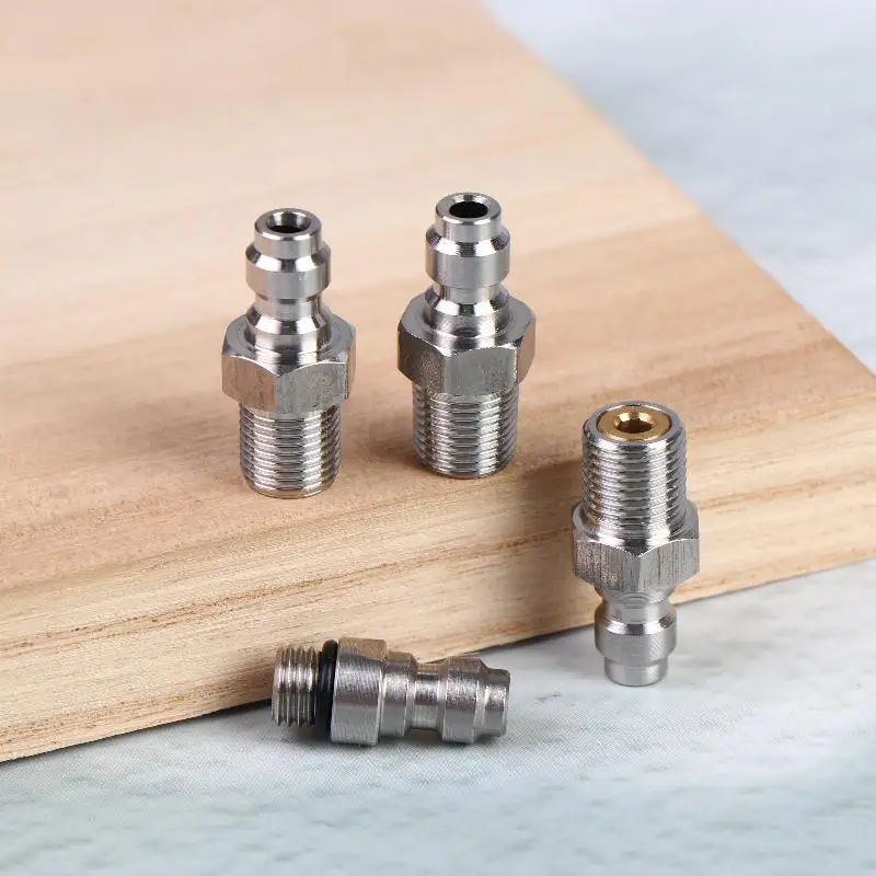 Silver Quick Connect Valve For High Pressure Applications Featuring An 8mm Male Connector And M10*1 NPT/BSPP Compatibility