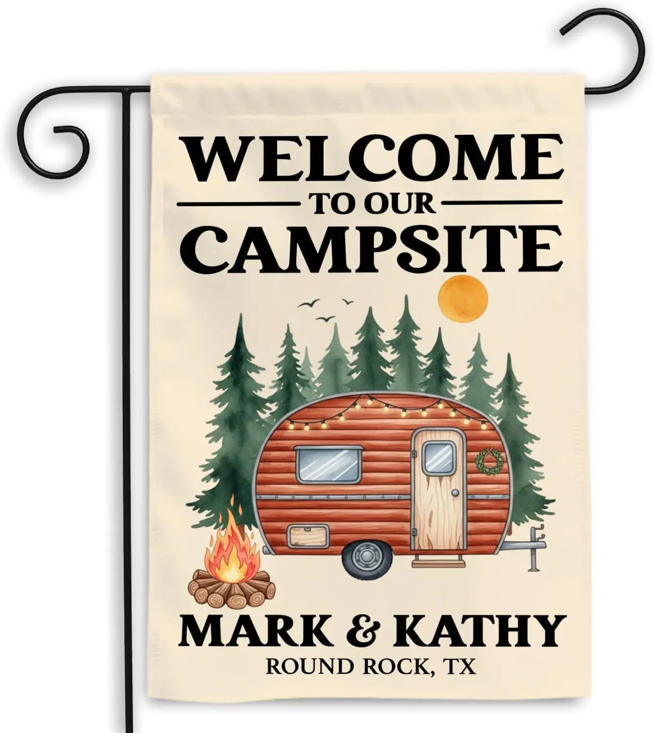 MAIANEY Personalized Welcome To Our Campsite Garden Flag, Camper Garden Flag – Custom Camping Decor with Name, Welcome to Ou ZZM