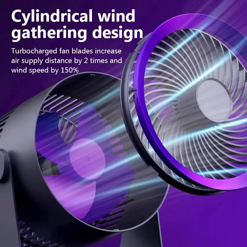 مروحة كهربائية لاسلكية 4000mah لاسلكية محمولة لتدوير الهواء مروحة تبريد سطح المكتب جدار السقف مبرد الهواء تهوية هادئة #4