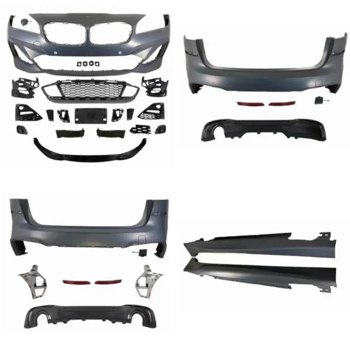 Body Kit Front Rear Bumper Assembly For BMW 2 Series F45 F46 modified New Style Grill Side Skirt Front Rear Lip Fog Lamp Frame