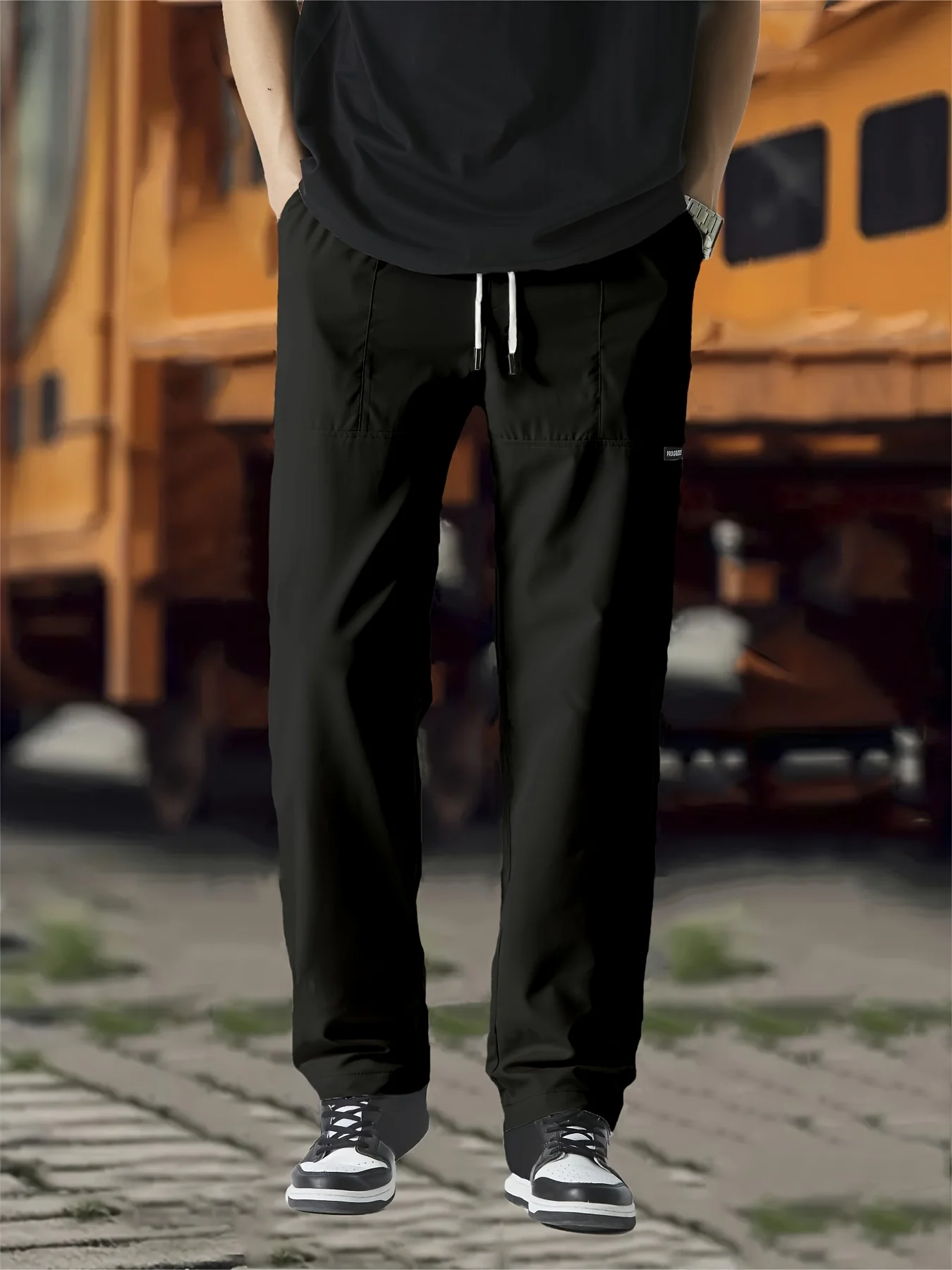 Men's Straight Casual Leg for Spring Summer Jogger Pants Man Gym Drawstring Thin Baggy Sweatpants Waisted Mens Wide Attack