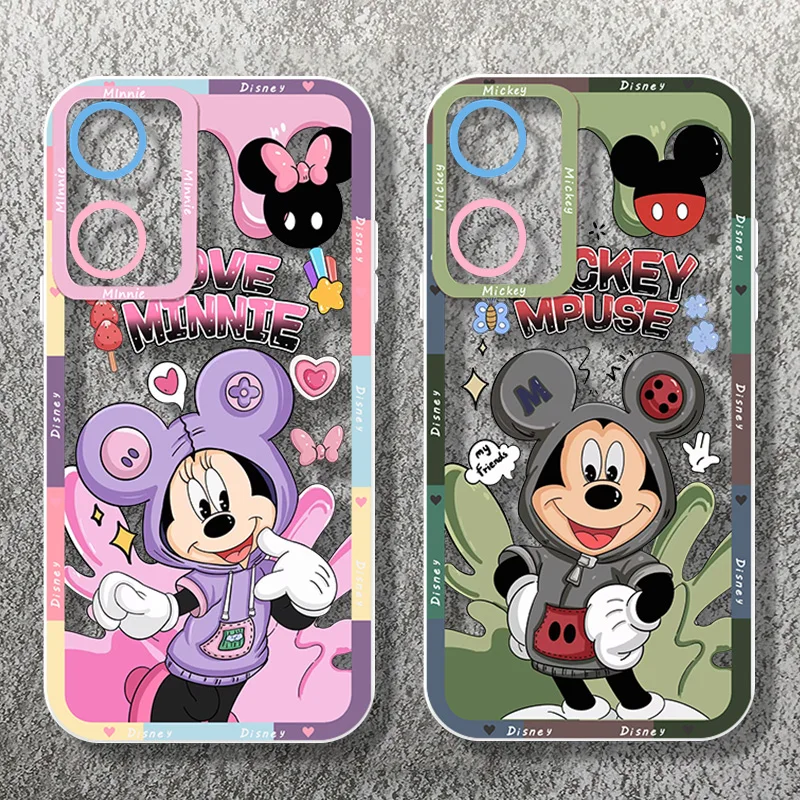 Disney Couple Mickey Minnie For OPPO A98 A94 A92 A78 A76 A74 A72 A58 A54 A55 A36 A15 A9 5G Angel Eyes Transparent Phone Case