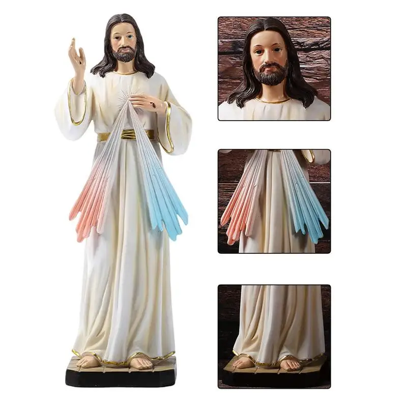 Jesus Statue Religious Statue Decor Christian Garden Décor Religious Decorations With Raise Hand Design For Home Holy Christus